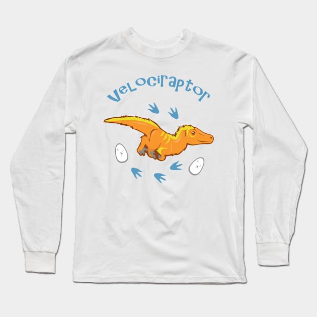 Cute Velociraptor Long Sleeve T-Shirt by SakuraDragon